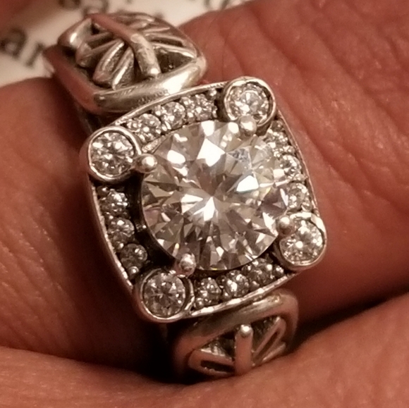 Sale! Vintage 925 sterling silver 2 carat   moissanite diamond antique ring - Picture 6 of 17